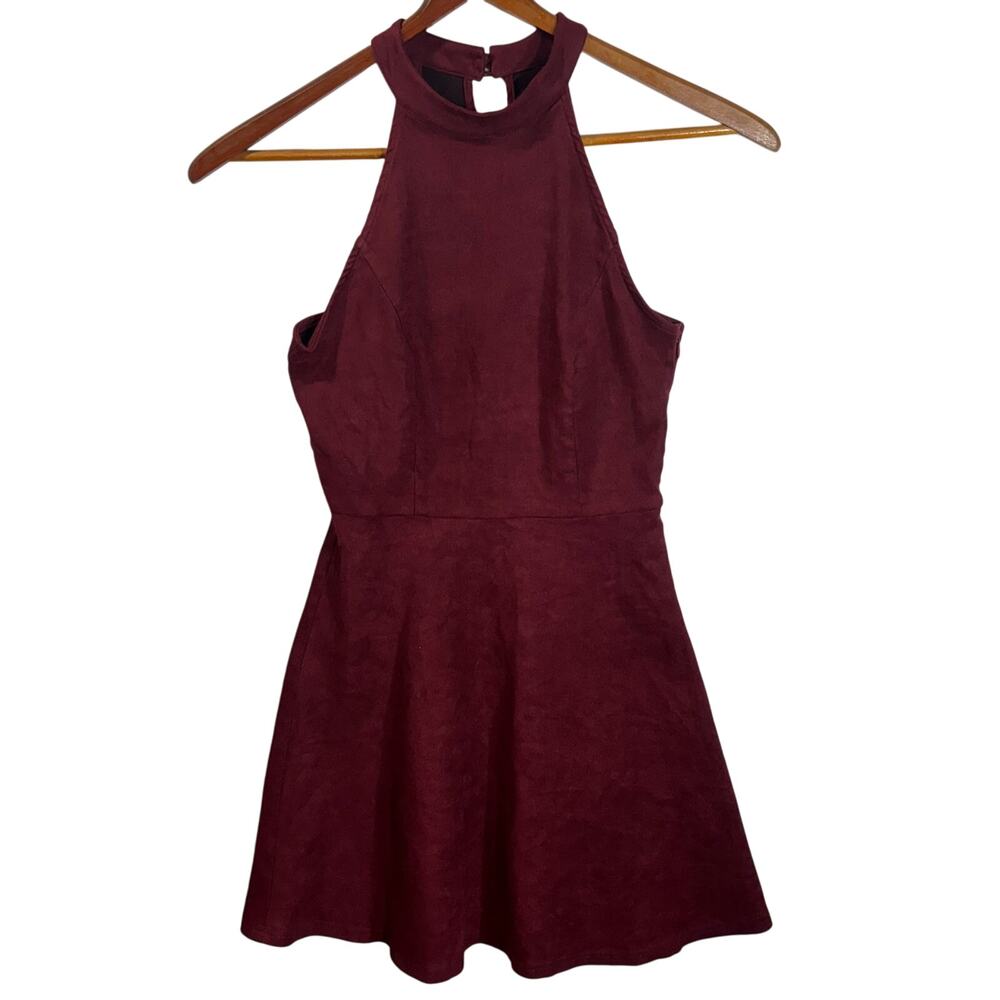 Altar'd State Maroon Faux Suede Halter Style Dress Women's Small Coastal Cowgirl